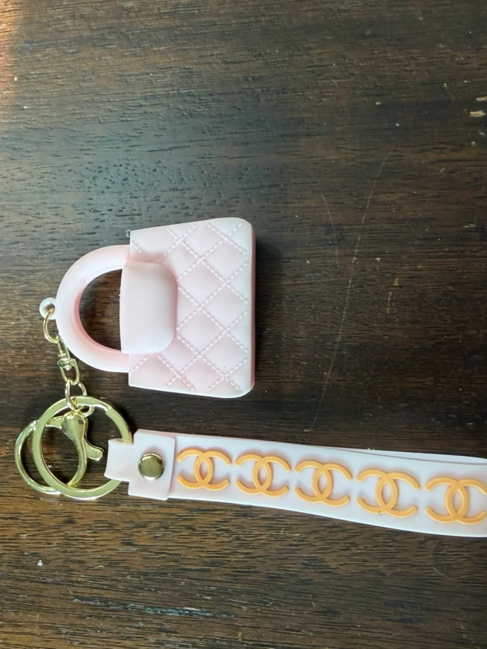 CHANEL Light Pink Silicone CC-Link Wristlet Key Holder with Gold Hardware(used) - Picture 4 of 4